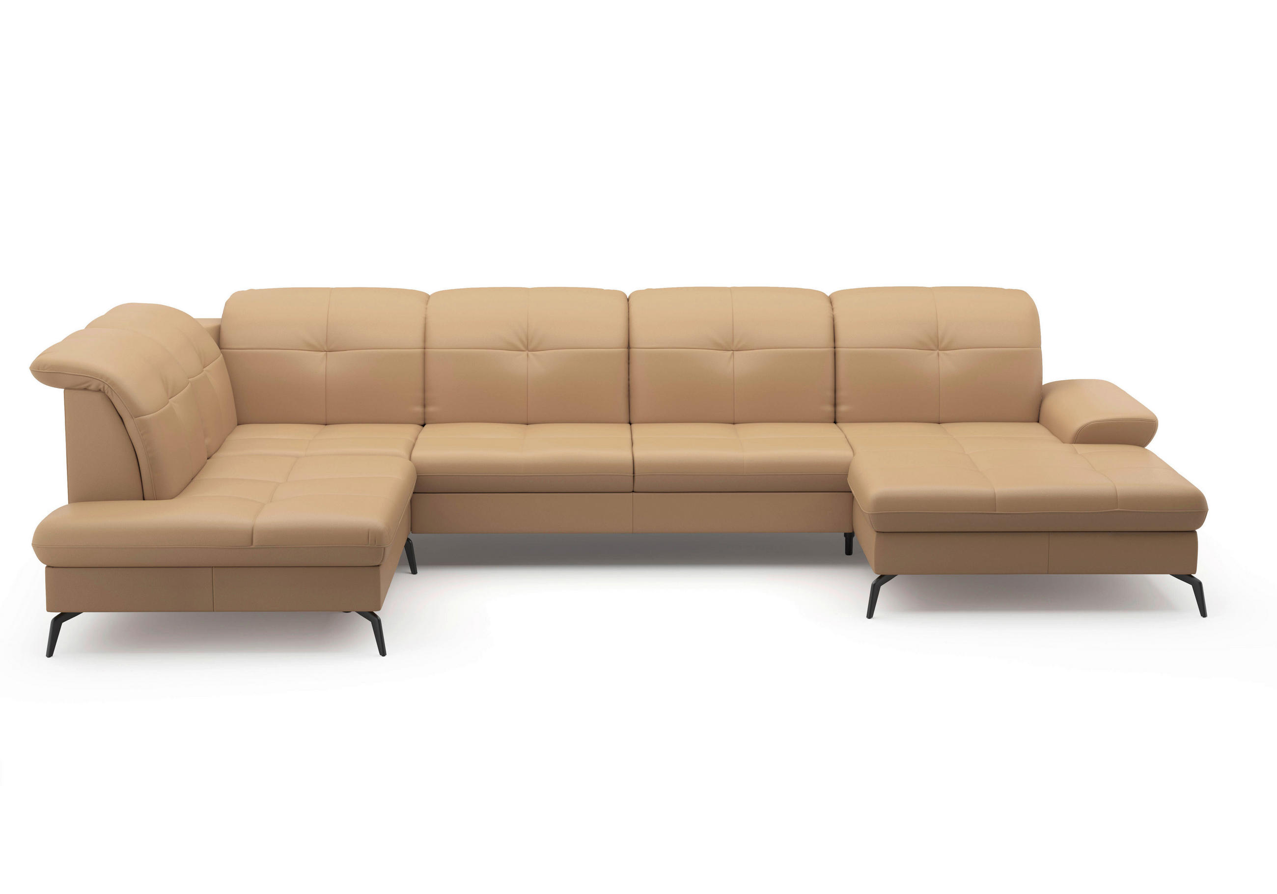 WOHNLANDSCHAFT in Vliesstoff Kombination Echtleder/Stoff Cappuccino  - Schwarz/Cappuccino, Konventionell, Leder/Textil (231/357/185cm) - Sit & More