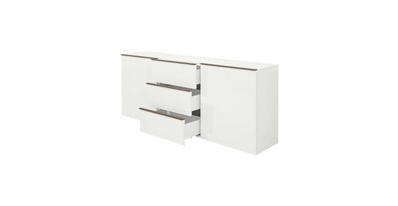 SIDEBOARD Hochglanz, lackiert, matt, Mattlack, Wasserlack Nussbaumfarben, Weiß - Nussbaumfarben/Weiß, Design, Holzwerkstoff (195/81/44cm) - Dieter Knoll