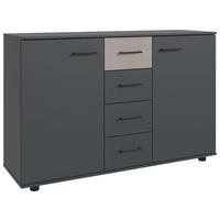 KOMMODE , 130/83/41 cm, 4 Schublade(n)  - Schwarz/Graphitfarben, KONVENTIONELL, Holzwerkstoff/Kunststoff (130/83/41cm) - Carryhome