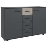 KOMMODE , 130/83/41 cm, 4 Schublade(n)  - Schwarz/Graphitfarben, KONVENTIONELL, Holzwerkstoff/Kunststoff (130/83/41cm) - Carryhome