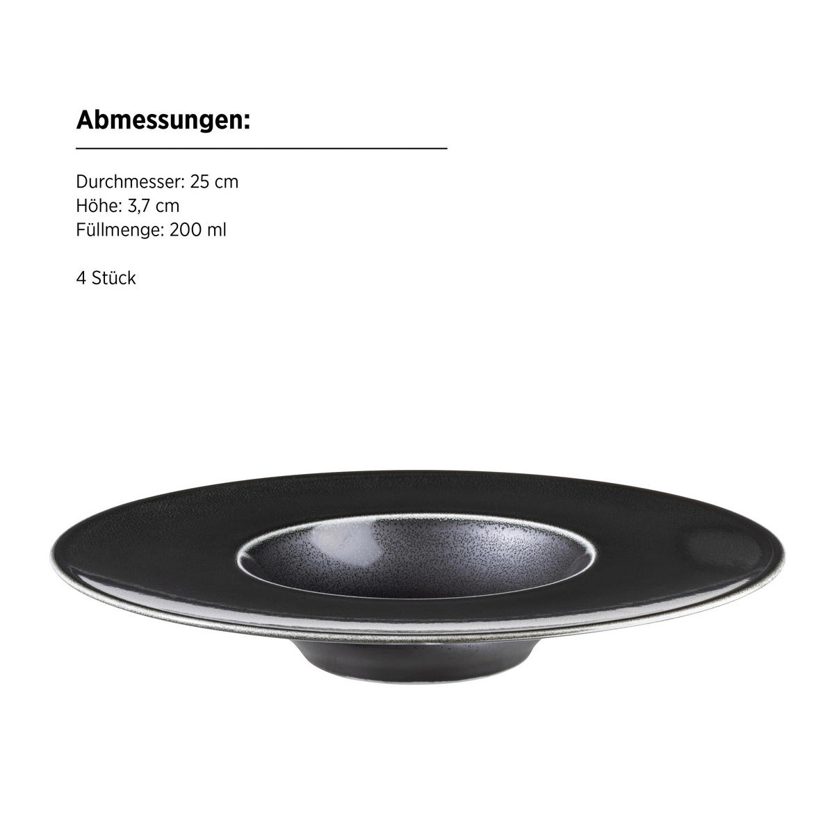 TELLERSET Angry 4-teilig  - Schwarz, Trend, Keramik (25cm) - Mäser