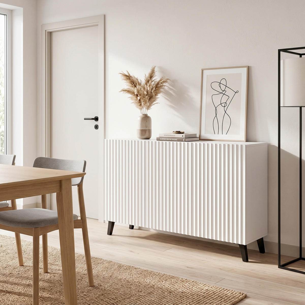 SIDEBOARD Phuket 120/76/39 cm  - Weiss/Schwarz, Design, Holzwerkstoff/Kunststoff (120/76/39cm) - P & B