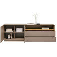 LOWBOARD Taupe, Eichefarben  207/69/42 cm  - Taupe/Eichefarben, Design, Glas/Holz (207/69/42cm) - Novel