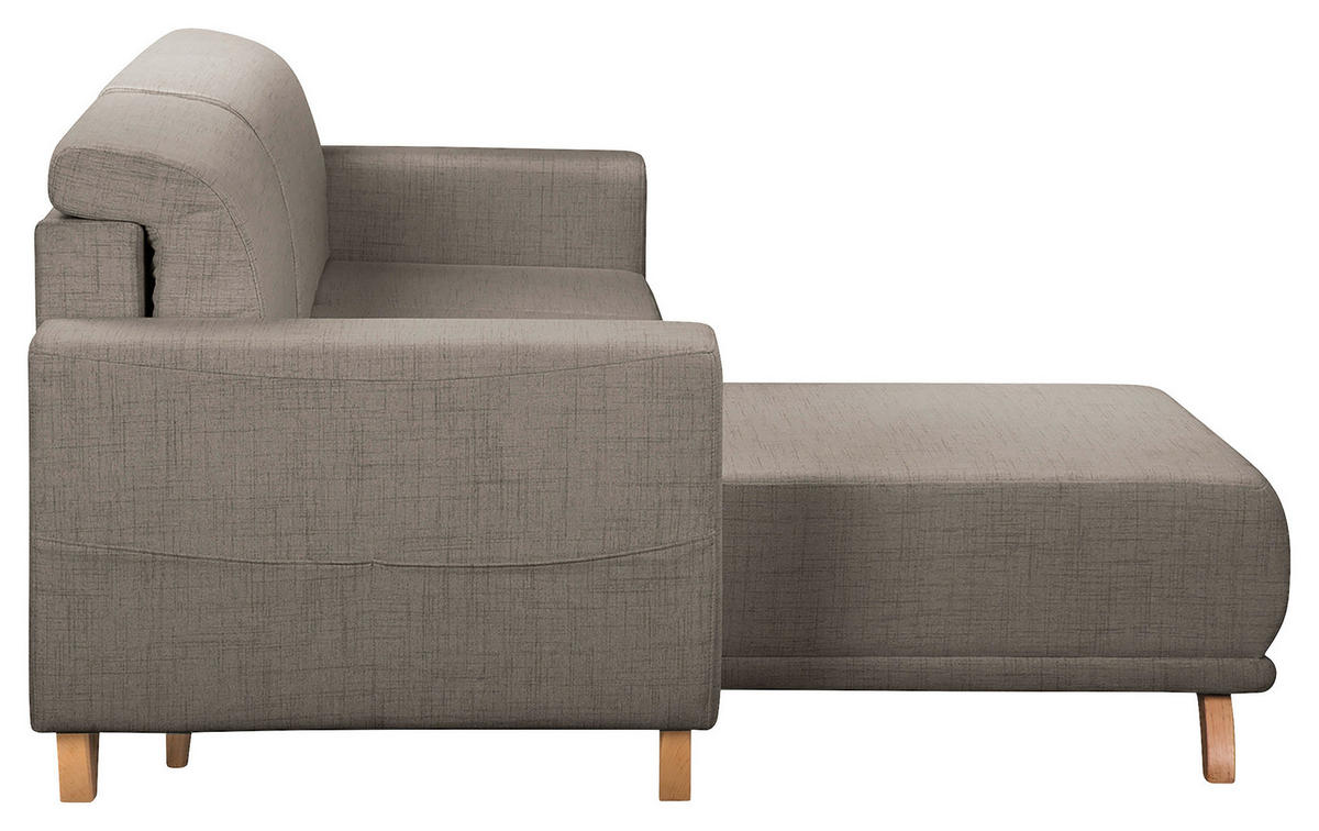 ECKSOFA Bella Graphitfarben Textilgeflecht  - Wengefarben/Graphitfarben, Design, Holz/Textil (257/174cm) - Livetastic
