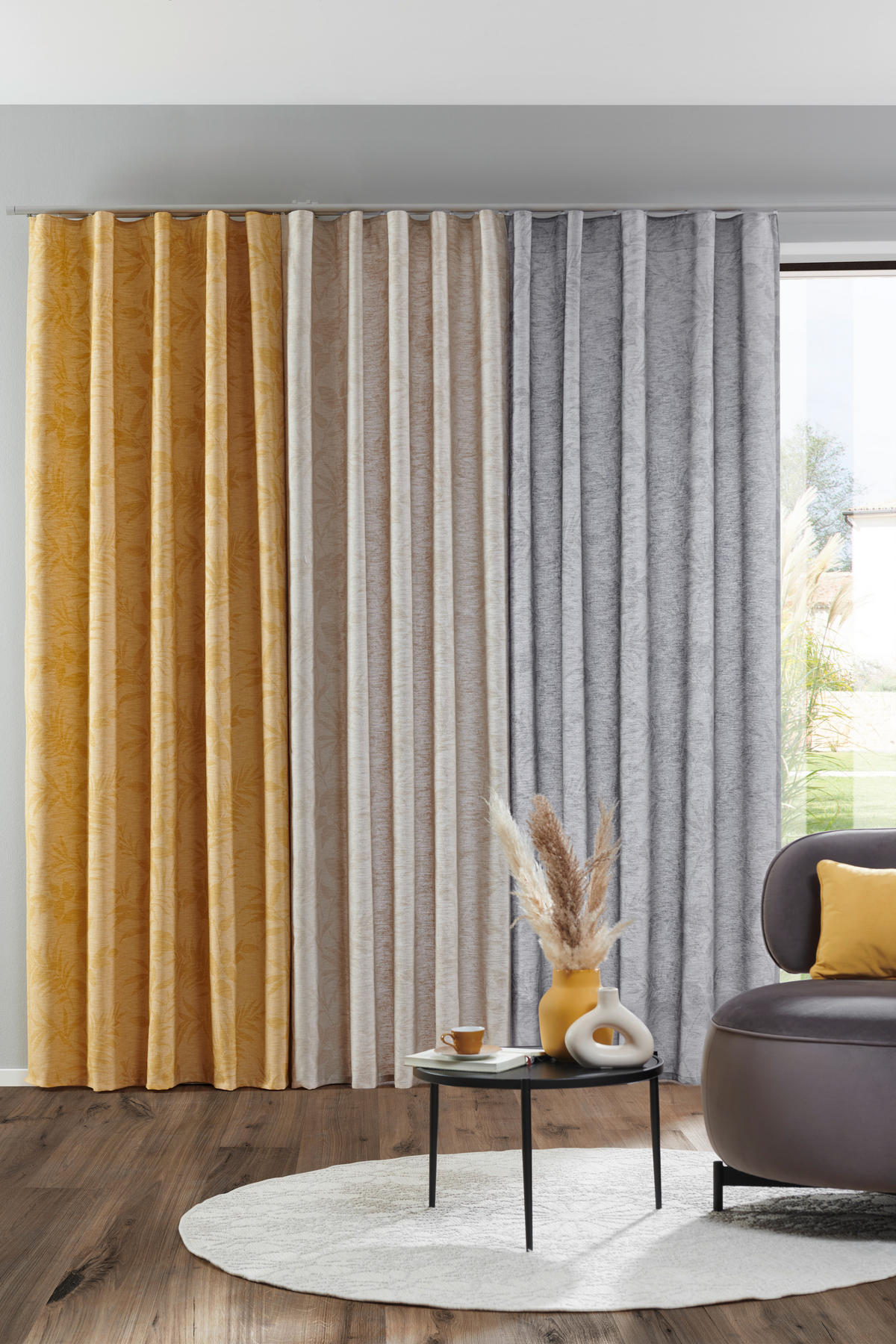 KÉSZFÜGGÖNY részben fényzáró  - bézs, Konventionell, textil (140/245cm) - Esposa