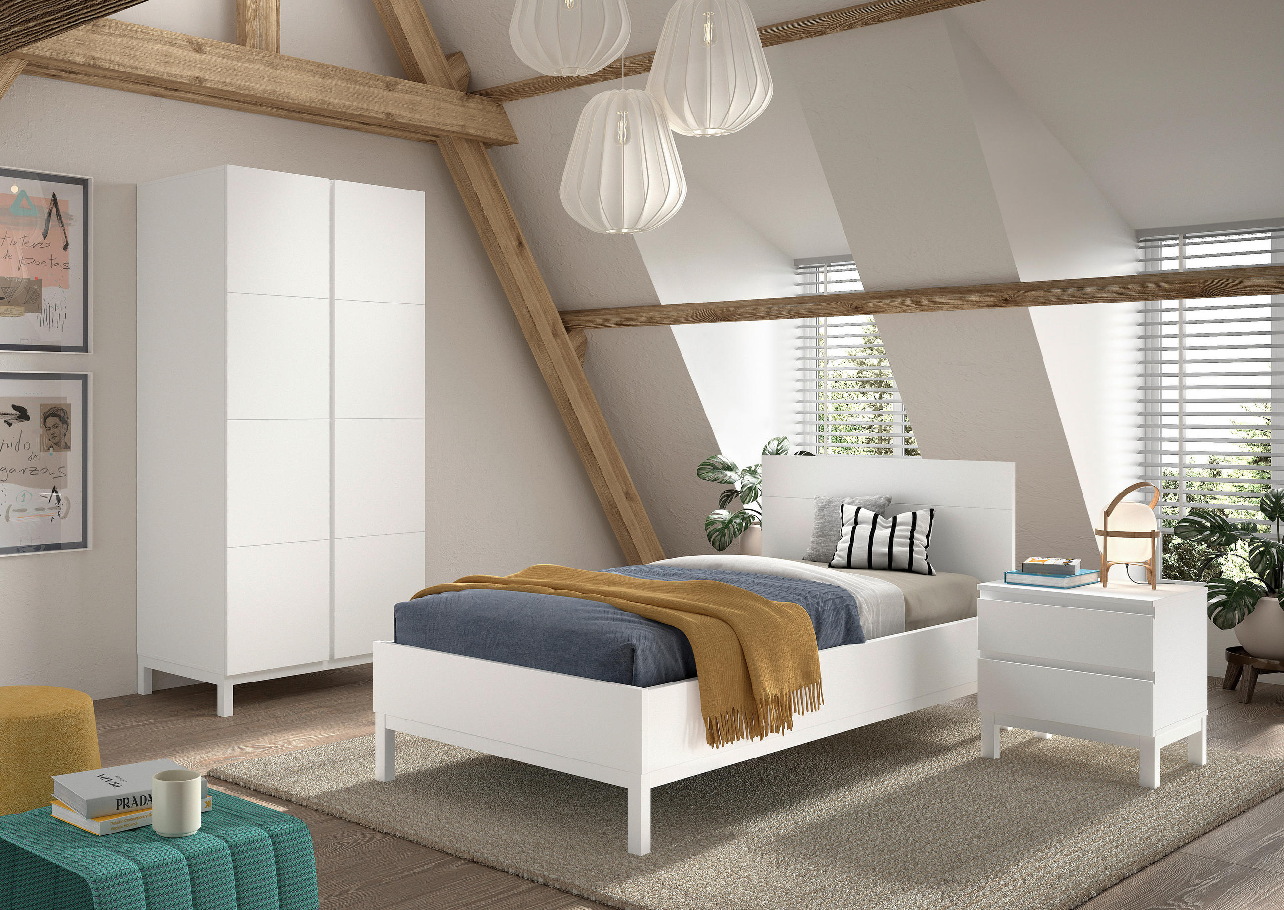 EINZELZIMMER Weiß  - Weiß, MODERN, Holz - MID.YOU