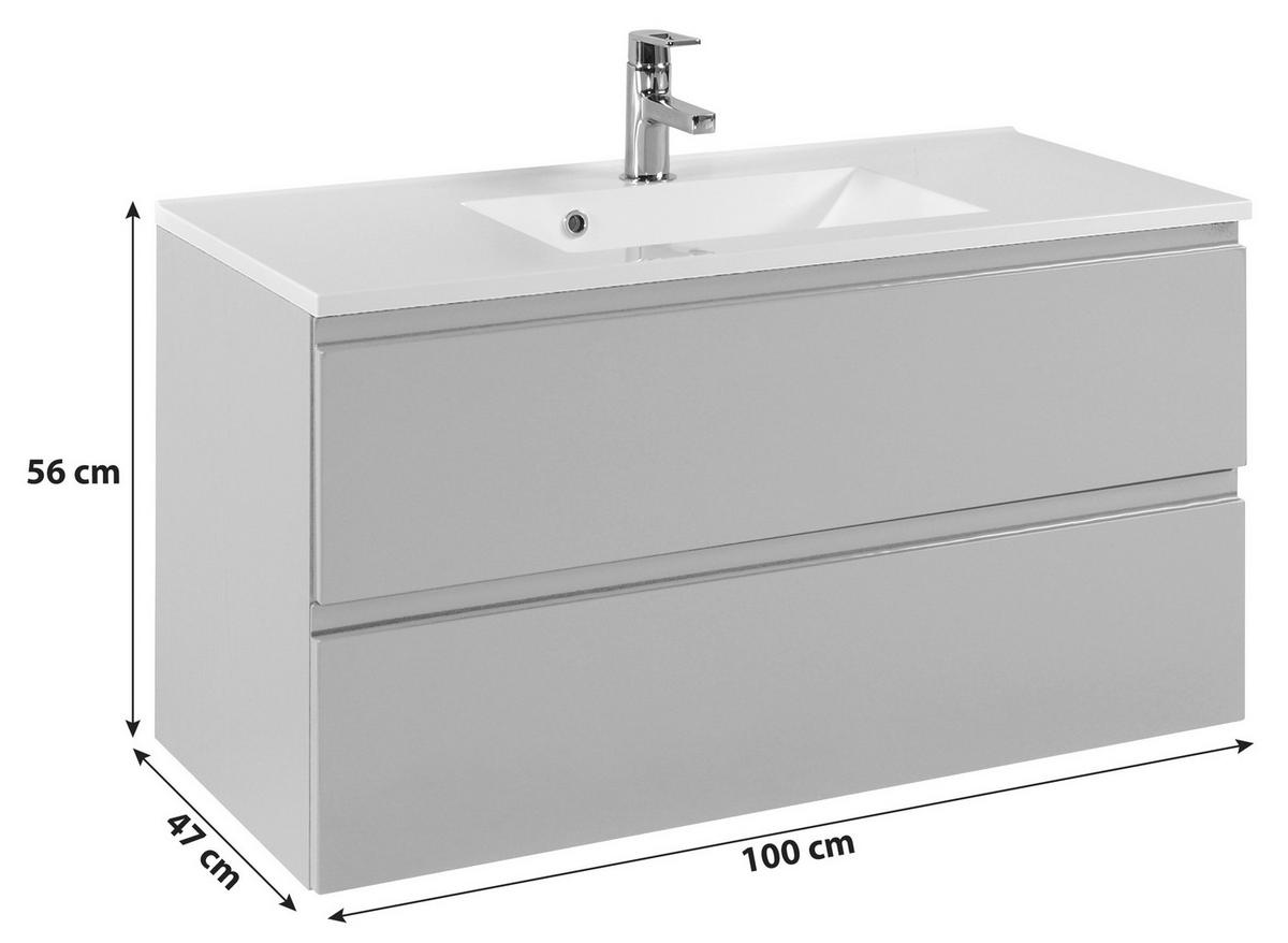 WASCHTISCHKOMBI 100 cm  - Graphitfarben/Weiß, Design, Holzwerkstoff/Stein (100cm) - Held