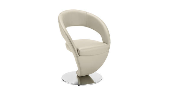 STUHL Echtleder Creme, Edelstahlfarben  - Edelstahlfarben/Creme, Design, Leder/Metall (62/86/61cm) - Moderano