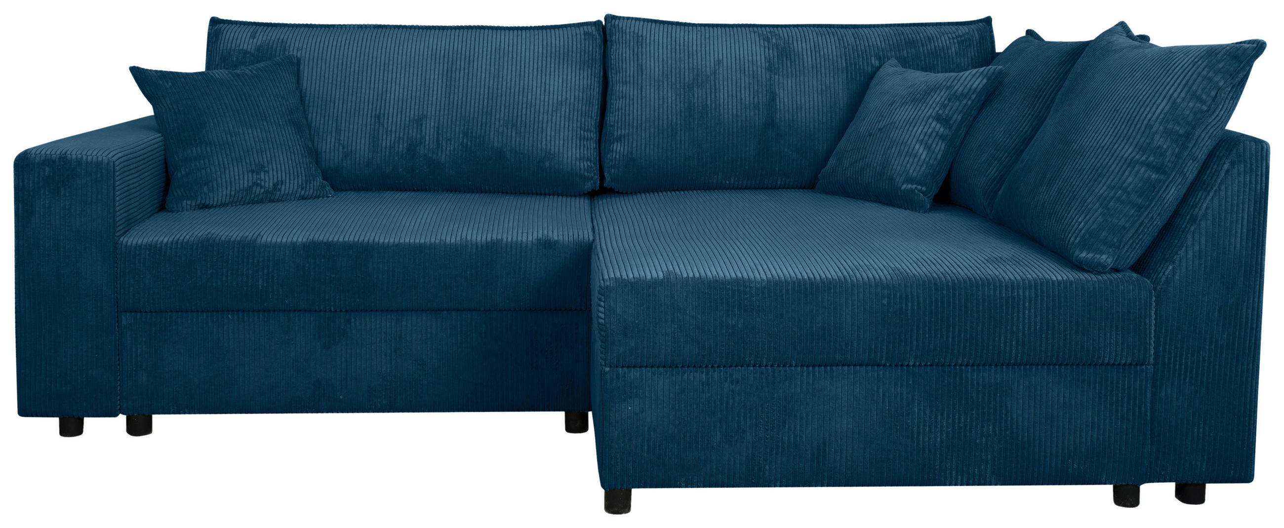 ECKSOFA Blau Cord Zierkissen, Rückenkissen, Bettkasten, Schlaffunktion, Rücken echt, Liegefläche im Originalstoff  - Blau/Schwarz, KONVENTIONELL, Kunststoff/Textil (245/153cm) - Carryhome