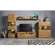LOWBOARD foliert Eichefarben - Eichefarben/Alufarben, Design, Glas/Holzwerkstoff (150/50cm) - SetOne by Musterring