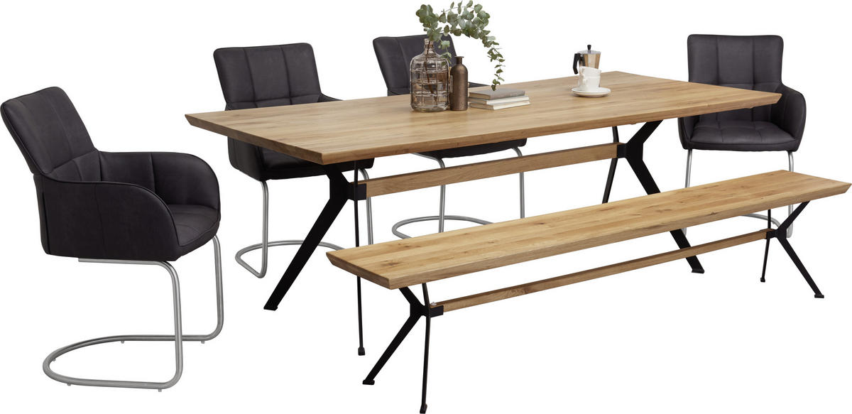 MATBORD i trä 220/100/76 cm   - svart/ekfärgad, Natur, metall/trä (220/100/76cm) - Linea Natura