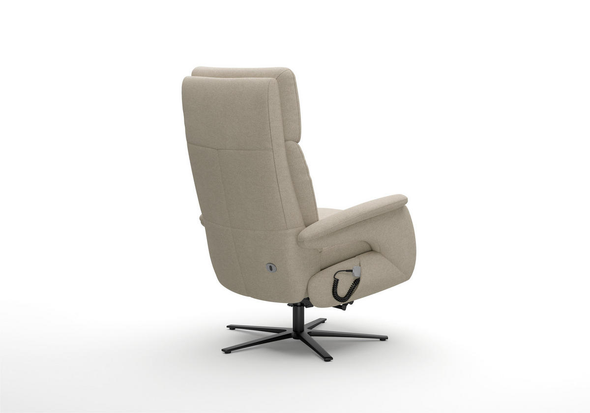 RELAXSESSEL TV TRIPLE SEVEN XTRA LARGE XL Mikrofaser Kopfteilverstellung, Aufstehhilfe, Fußteilverstellung, Rücken echt    - Beige/Schwarz, Basics, Textil/Metall (86/120/86cm) - Sit & More
