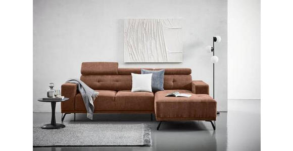 ECKSOFA in Chenille Altrosa  - Schwarz/Altrosa, KONVENTIONELL, Textil/Metall (264/178cm) - Hom`in