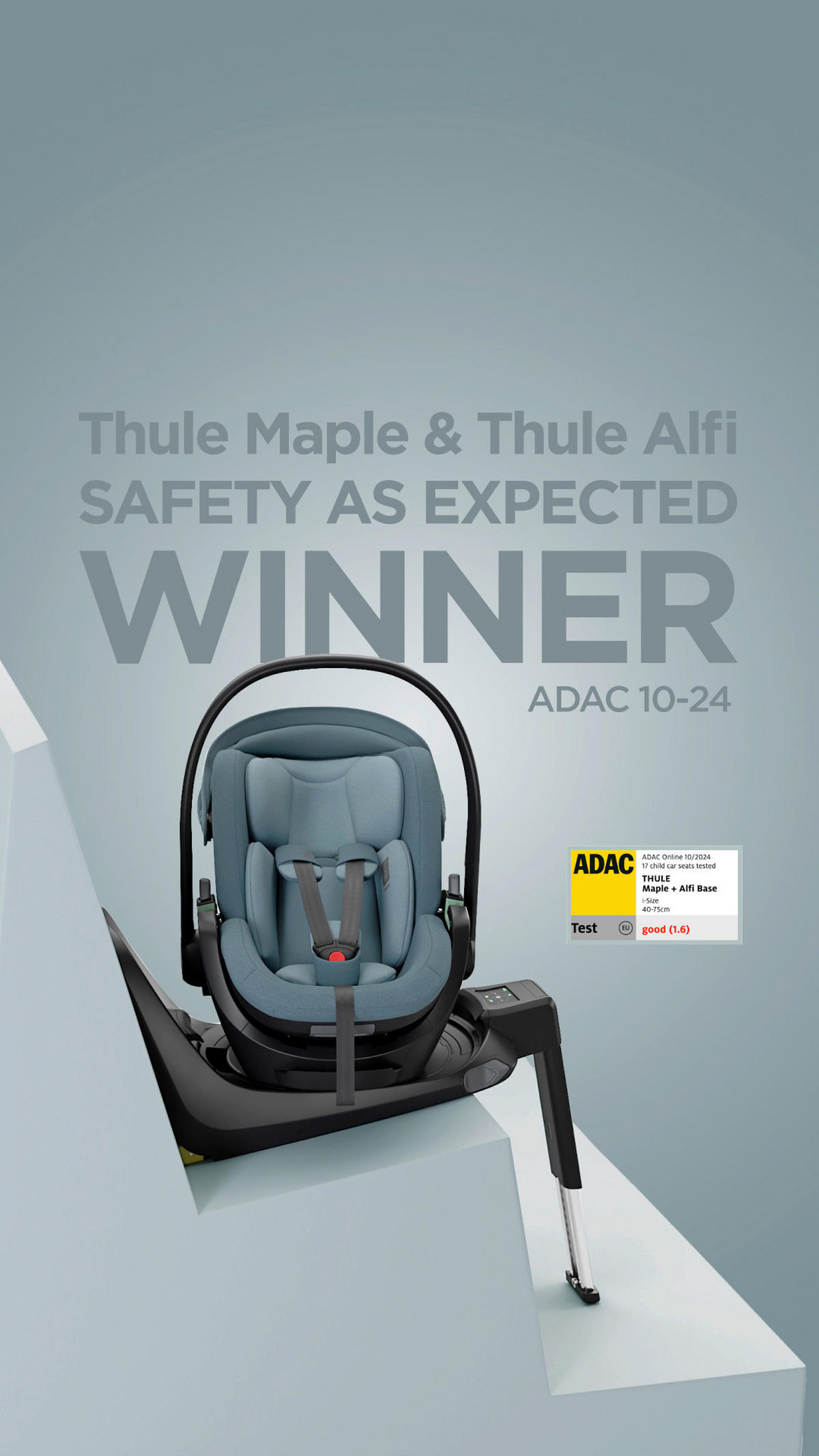 BABYSCHALE Maple Mid Blue   - Pastellblau, Basics, Kunststoff/Textil (44/61/72cm) - Thule