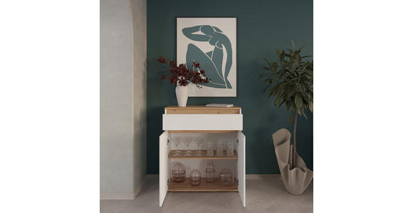 KOMMODE , 80/93/38 cm, 1 Schublade(n)  - Schwarz/Weiß, MODERN, Holzwerkstoff/Kunststoff (80/93/38cm) - Carryhome