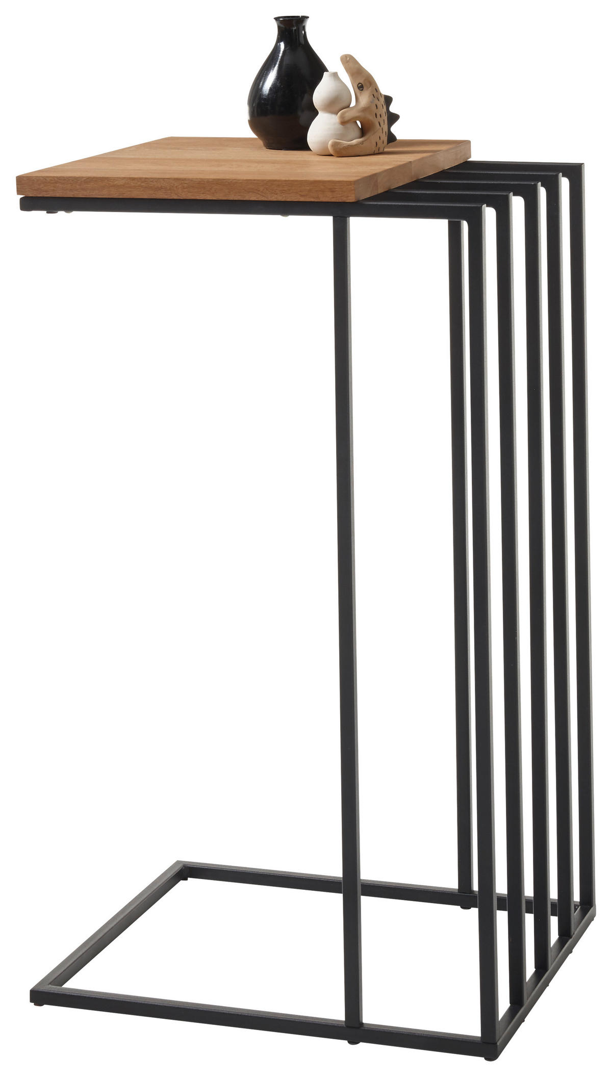 BEISTELLTISCH 40/35/70 cm Eiche massiv Naturfarben, Schwarz, Eichefarben rechteckig  - Eichefarben/Schwarz, Holz/Metall (40/35/70cm) - Xora