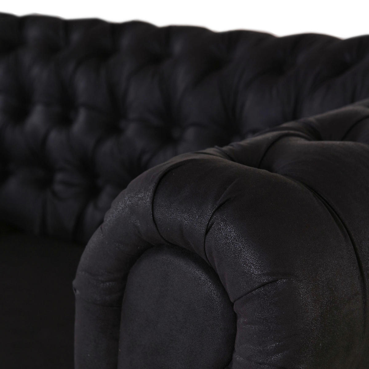 CHESTERFIELD-SOFA Mikrofaser Dunkelgrau  - Dunkelgrau/Dunkelbraun, KONVENTIONELL, Textil (203/79/93cm) - Livetastic