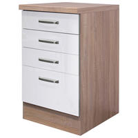 SCHUBKASTENUNTERSCHRANK 50/86/60 cm  in Sonoma Eiche, Weiß Hochglanz  - Edelstahlfarben/Weiß Hochglanz, MODERN, Holzwerkstoff/Metall (50/86/60cm) - FlexWell