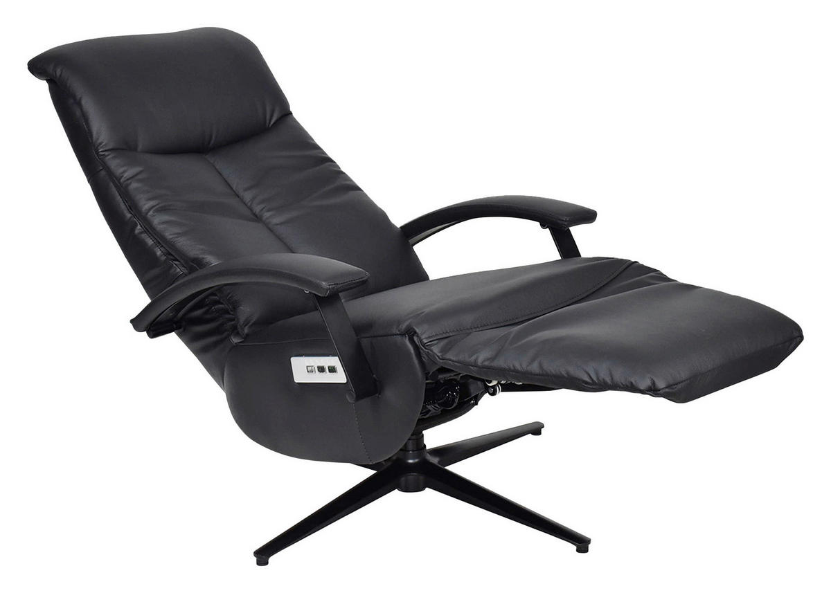 POČIVALNIK,  črna, barve aluminija kovina, tekstil, usnje - črna/barve aluminija, Design, kovina/tekstil (68/112/86cm) - Cantus