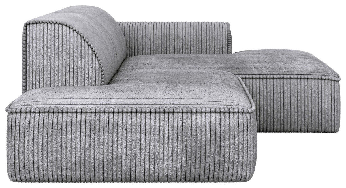 ECKSOFA BILLUND Hellgrau Cord Nierenkissen  - Hellgrau/Schwarz, KONVENTIONELL, Kunststoff/Textil (294/165cm) - Livetastic