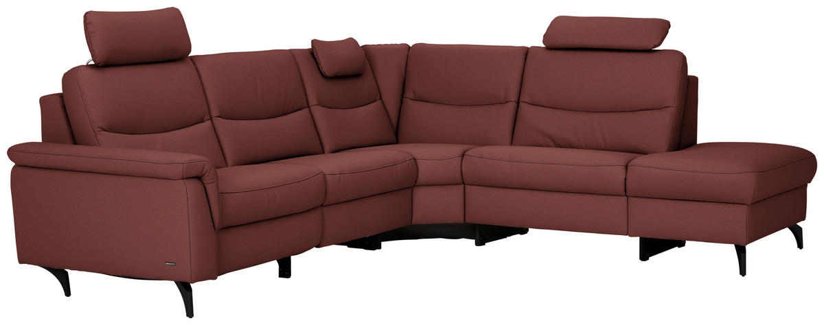 ECKSOFA  in Echtleder Rotbraun  280/249 cm  - Rotbraun/Anthrazit, Design, Leder/Metall (280/249cm) - Himolla Komfortklass