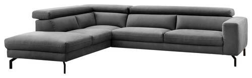ECKSOFA in Mikrofaser Dunkelgrau  - Dunkelgrau/Schwarz, Modern, Textil/Metall (233/305cm) - Trendmanufaktur