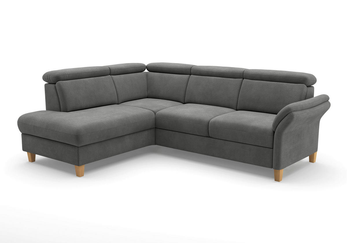 ECKSOFA GLENDALE E Grau Flachgewebe  - Eichefarben/Grau, KONVENTIONELL, Holz/Textil (193/247cm) - Sit & More