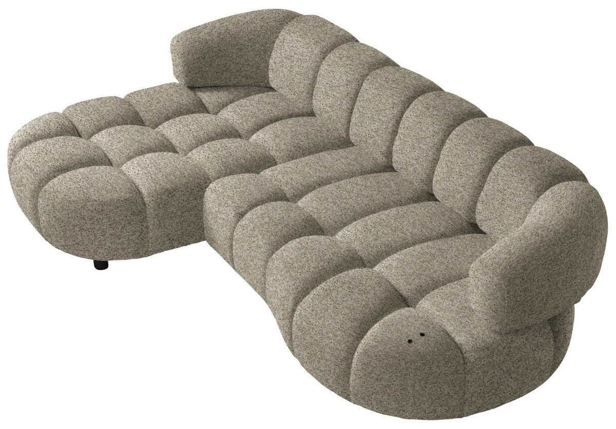 ECKSOFA Hellbraun Webstoff  - Hellbraun/Schwarz, Design, Holz/Textil (183/284cm) - Welnova