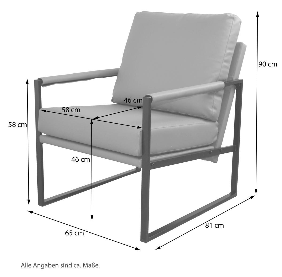 LOUNGESESSEL Lederlook Schwarz    - Schwarz, Design, Textil/Metall (65/90/81cm) - MID.YOU