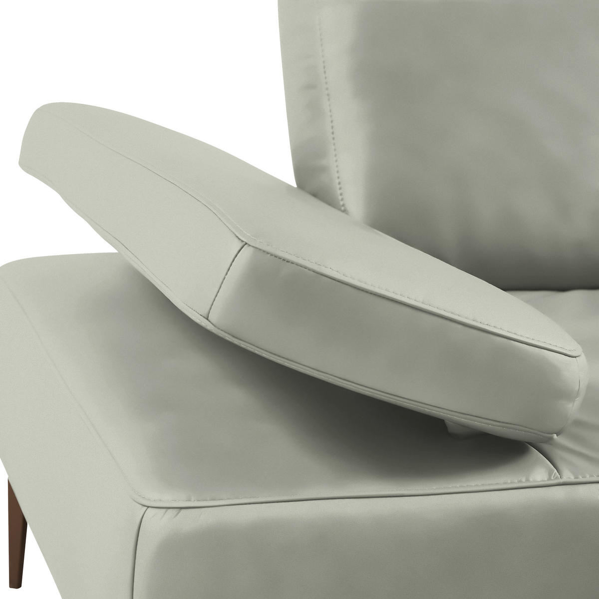 ECKSOFA in Echtleder Hellgrau  - Hellgrau/Bronzefarben, Design, Leder/Holz (314/176cm) - Valnatura