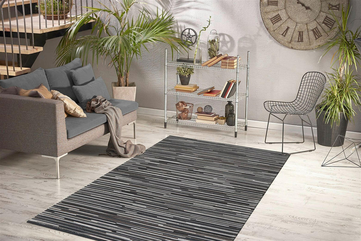RAVNO TKANA PREPROGA      170/240 cm    tkano  temno siva  - temno siva, Basics, tekstil/usnje (170/240cm) - Kayoom