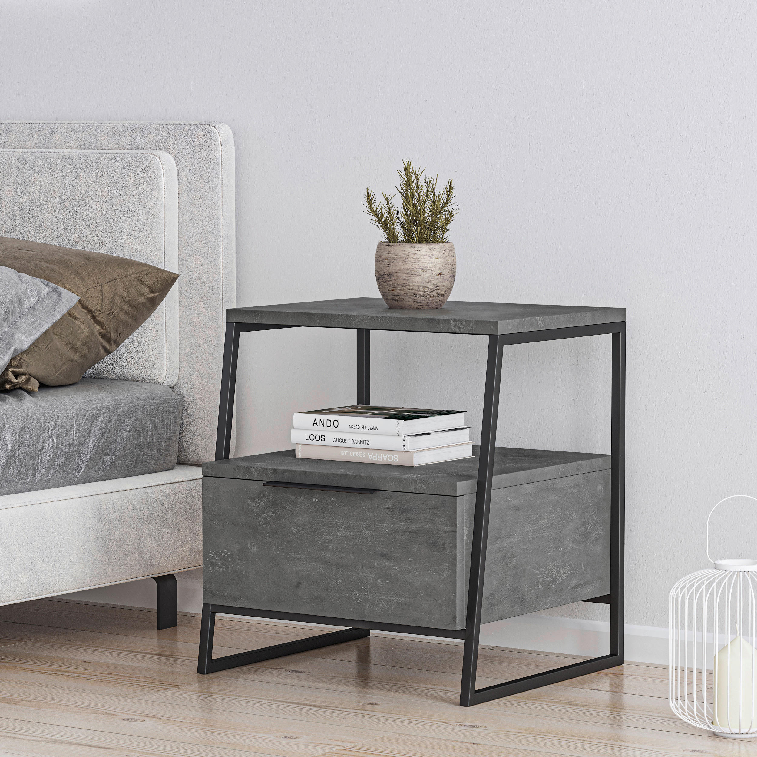BEISTELLTISCH in Holzwerkstoff 45/40/50 cm  - Schwarz/Grau, Design, Holzwerkstoff (45/40/50cm) - Livetastic
