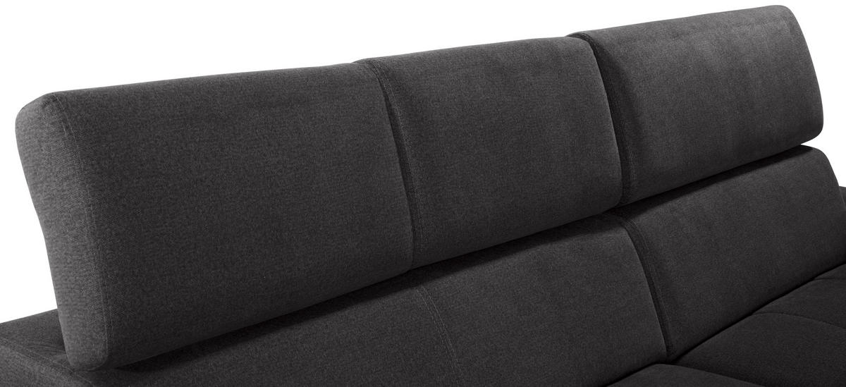ECKSOFA in Velours Graphitfarben  - Silberfarben/Graphitfarben, Design, Holz/Textil (292/183cm) - Livetastic