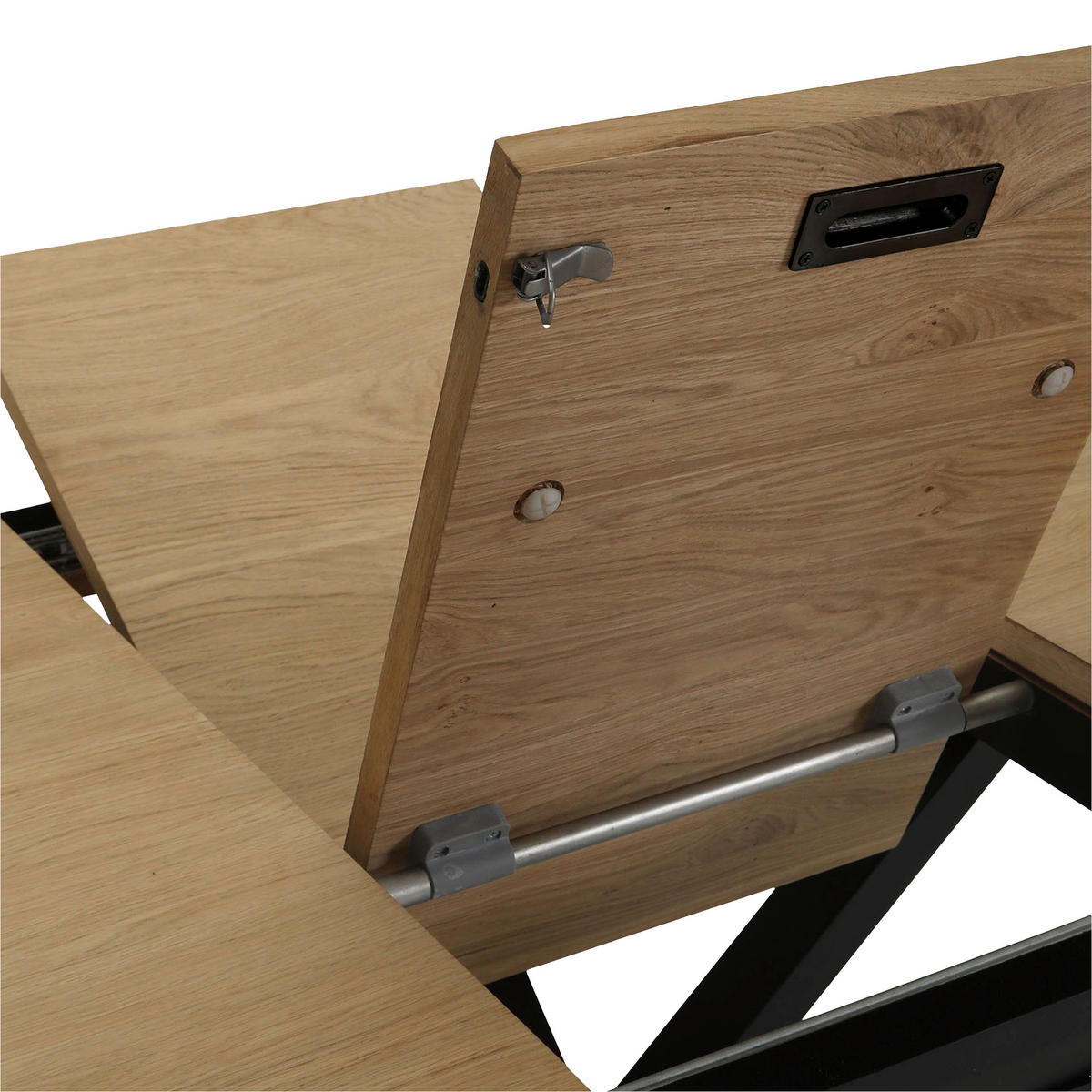 ESSTISCH 120-160/120/77 cm Echtholz  Holz ausziehbar rund Schwarz, Eichefarben  - Eichefarben/Schwarz, KONVENTIONELL, Holz/Metall (120-160/120/77cm) - Milino
