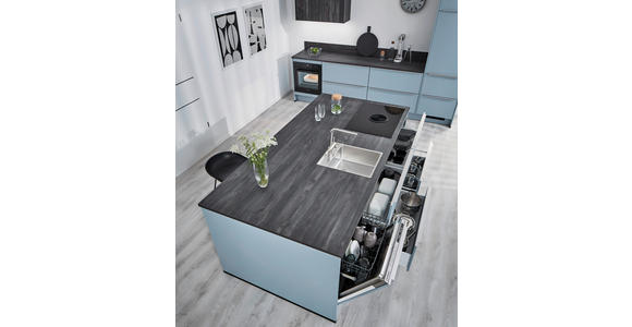 EINBAUKÜCHE   - Pastellblau, Design, Holzwerkstoff - Xora