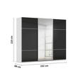 SCHWEBETÜRENSCHRANK 242/223/68 cm 3-türig Grau, Schwarz  - Alufarben/Schwarz, KONVENTIONELL, Glas/Holzwerkstoff (242/223/68cm) - Novel