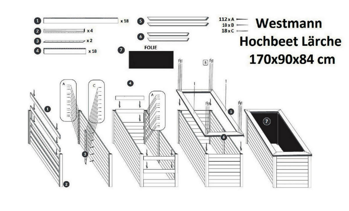 HOCHBEET 90/84/170 cm  - Lärchefarben, Basics, Holz (90/84/170cm)