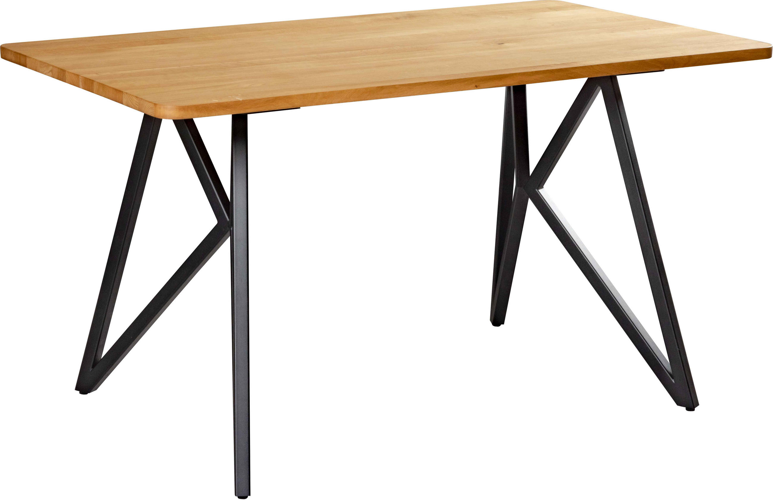 ESSTISCH Eiche vollmassiv  - Schwarz, KONVENTIONELL, Holz/Metall (140/80/76cm) - Novel