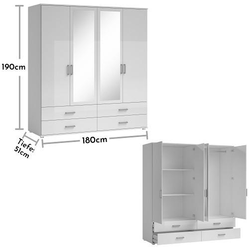 ORMAR ZA ODJEĆU     - bijela/boje aluminija, Konvencionalno, drvni materijal/plastika (180/190/51cm) - Ti'me