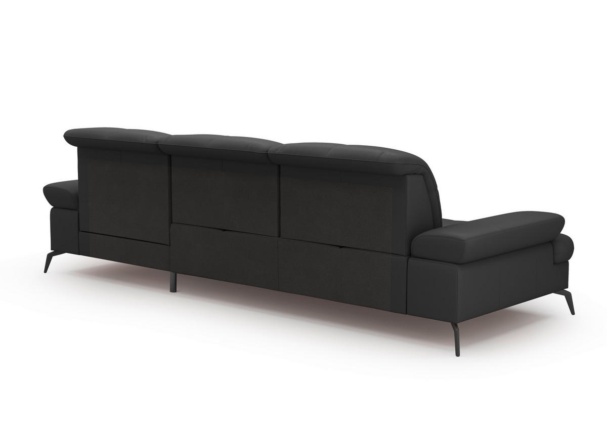 ECKSOFA in Echtleder Schwarz  - Schwarz, Konventionell, Leder/Metall (279/185cm) - Sit & More