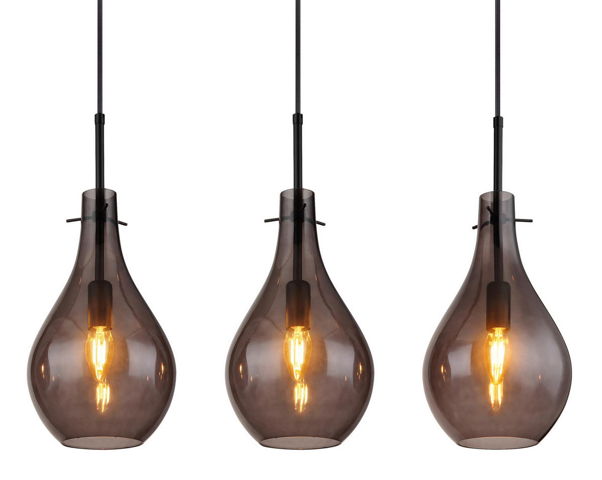 HÄNGELEUCHTE 140/18/120 cm   - Schwarz, Design, Glas/Metall (140/18/120cm) - Globo