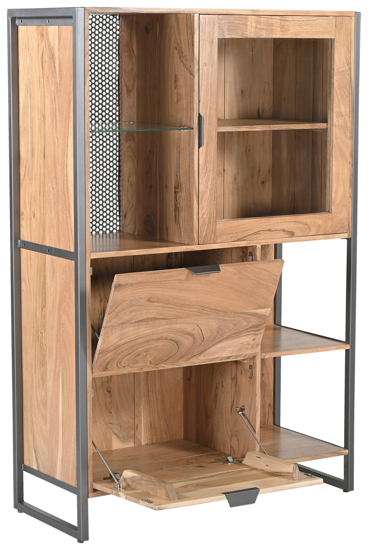 HIGHBOARD Coswig 104/150/40 cm  - Naturfarben/Grau, KONVENTIONELL, Glas/Holz (104/150/40cm) - Livetastic