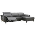 ECKSOFA in Lederlook Echtleder, Kombination Echtleder/Lederlook Schwarz  - Schwarz, Design, Leder/Kunststoff (269/164cm) - Xora