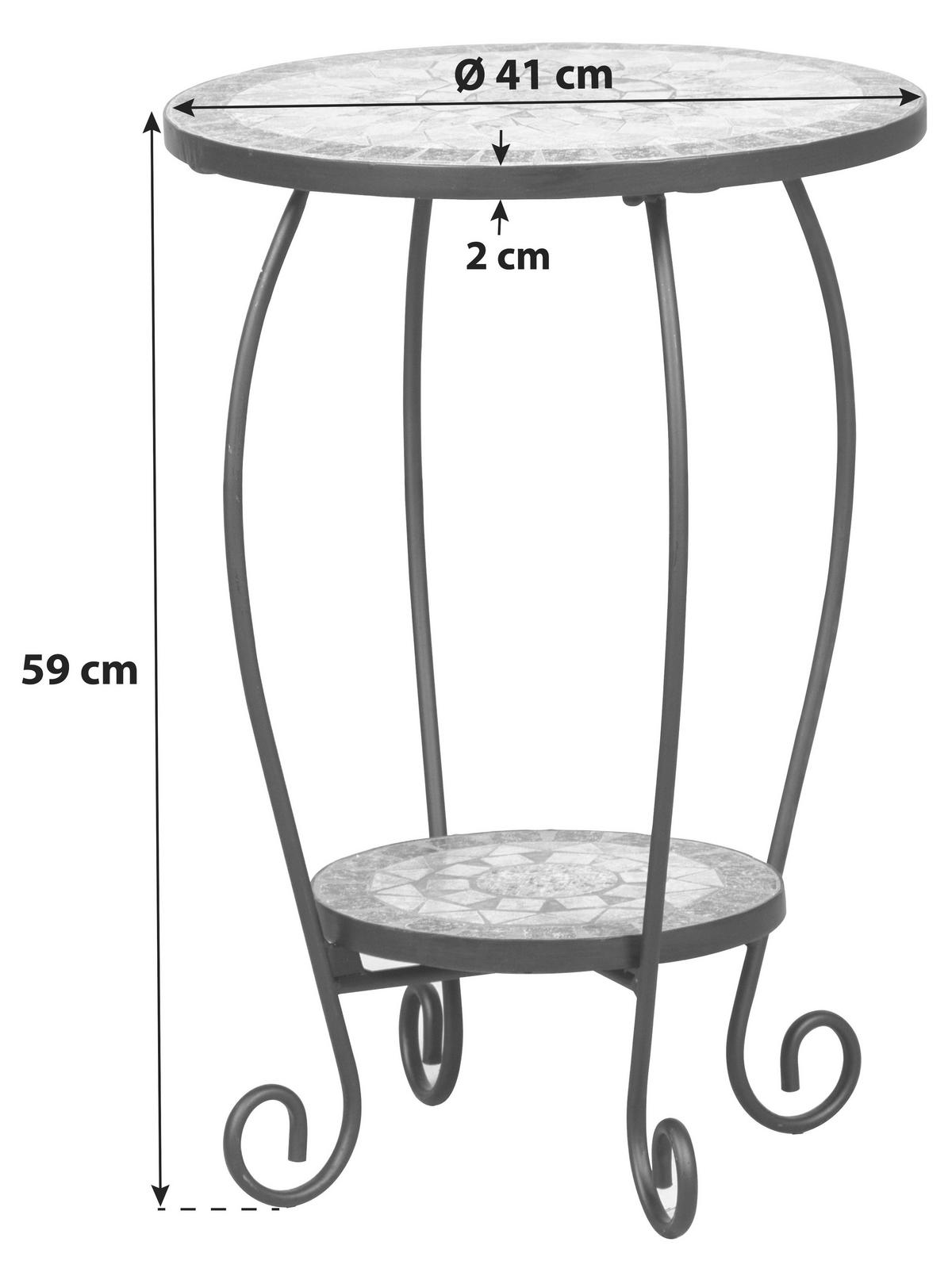 GARTENBEISTELLTISCH 41/41/59 cm Metall, Keramik  - Multicolor/Schwarz, MODERN, Keramik/Metall (41/41/59cm) - Siena Garden