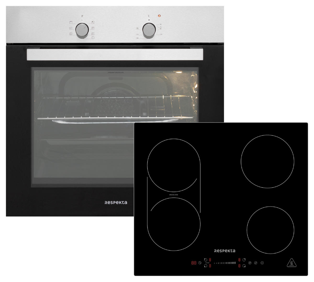 BACKOFENSET ASET1206600I  - Edelstahlfarben/Schwarz, Trend, Glas/Metall (59,5/55,5/56,5cm) - Respekta