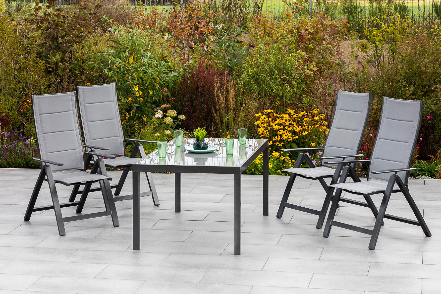 GARTENKLAPPSESSEL Aluminium Graphitfarben, Dunkelgrau  - Dunkelgrau/Graphitfarben, KONVENTIONELL, Textil/Metall (63/118/73cm) - Gardenson