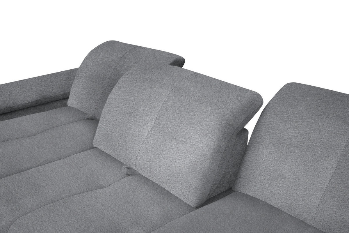 ECKSOFA Grau Flachgewebe  - Schwarz/Grau, Design, Textil/Metall (242/313cm) - Xora