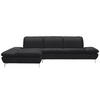 ECKSOFA in Echtleder Schwarz  200/315 cm  - Silberfarben/Schwarz, Design, Leder/Metall (200/315cm) - Chilliano