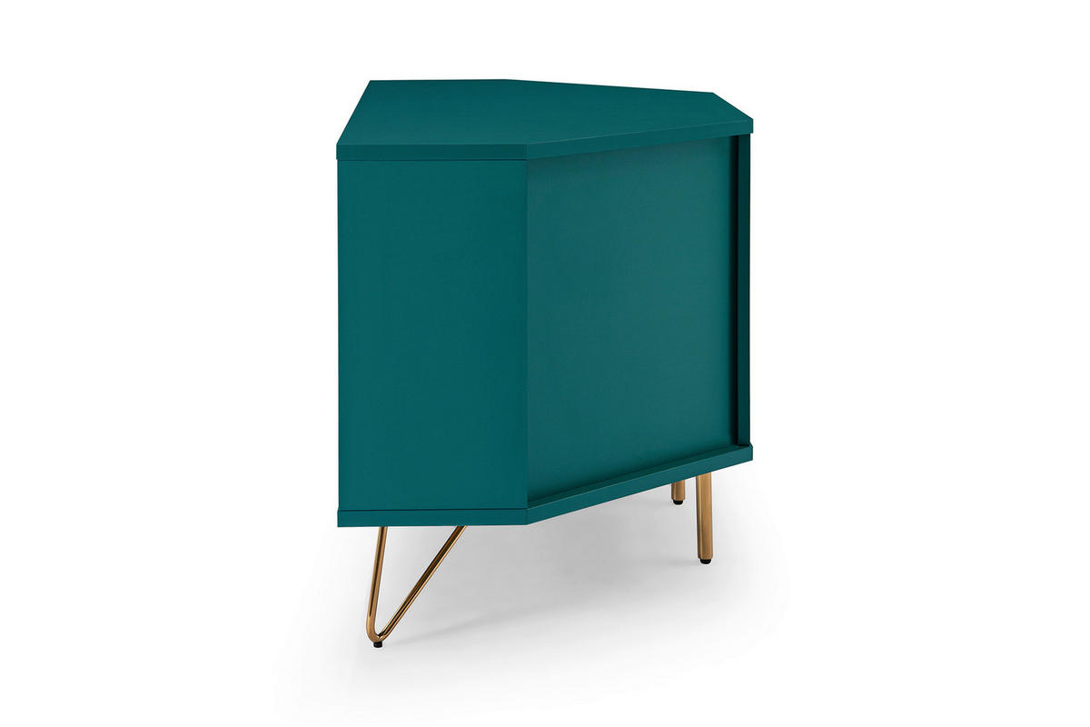 NÍZKA KOMODA, modrá, 100/58/50 cm - modrá/mosadzná, Design, kov/kompozitné drevo (100/58/50cm) - Livetastic