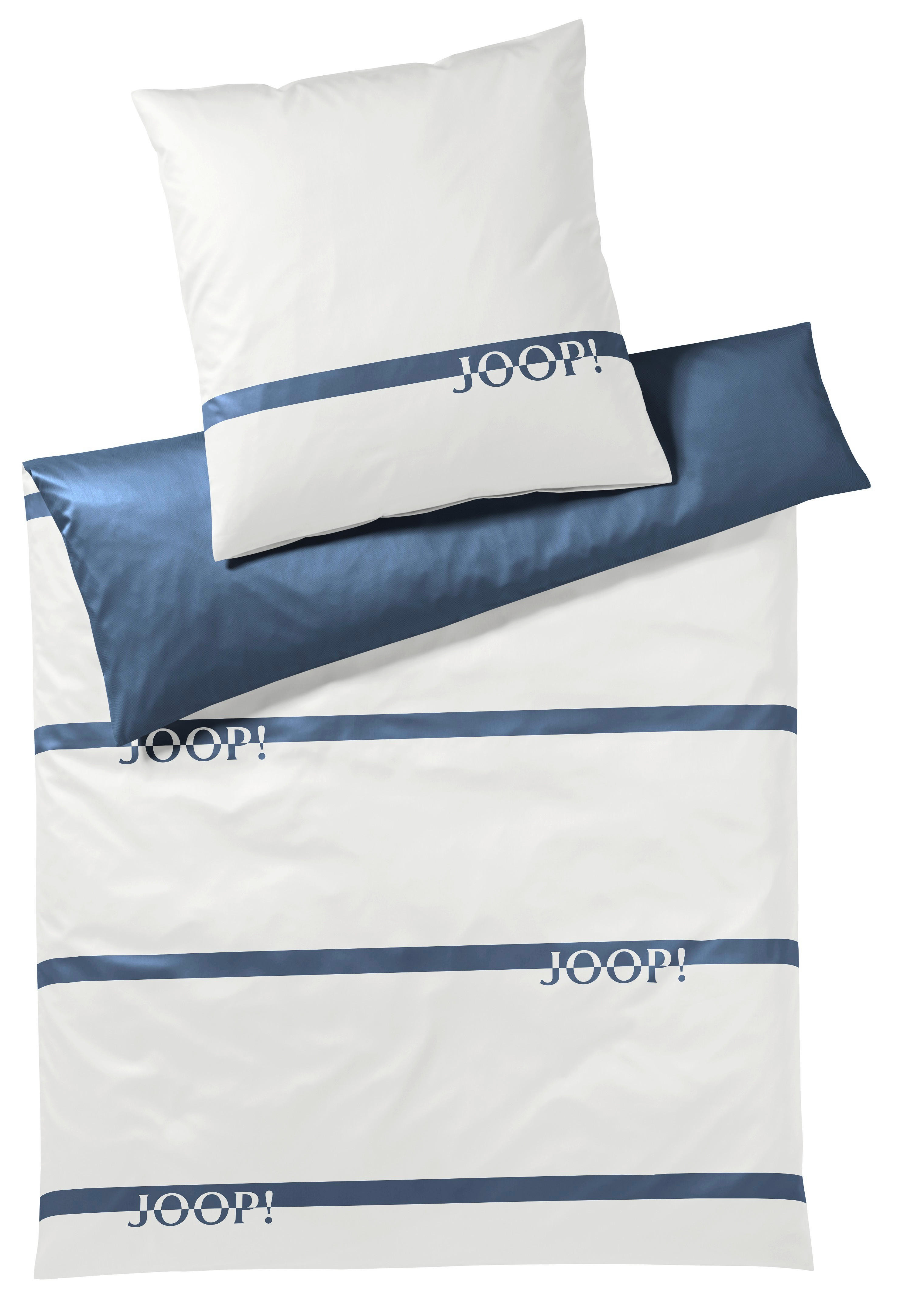 WENDEBETTWÄSCHE Logo Stripes Makosatin  - Blau, KONVENTIONELL, Textil (155/220cm) - Joop!